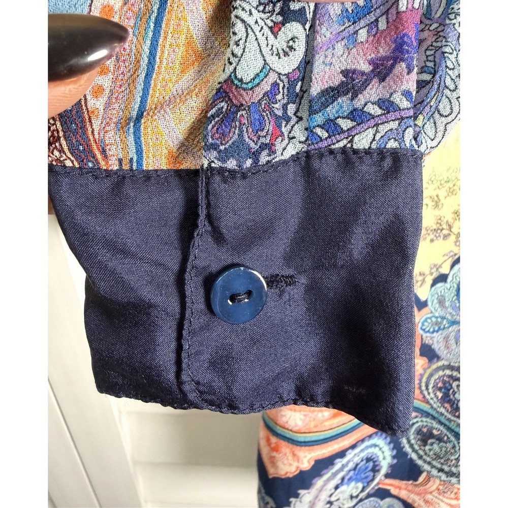 Johnny Was Boho Paisley Silk Blend Oversized Button Down Top Women's Size XXS - Picture 8 of 12